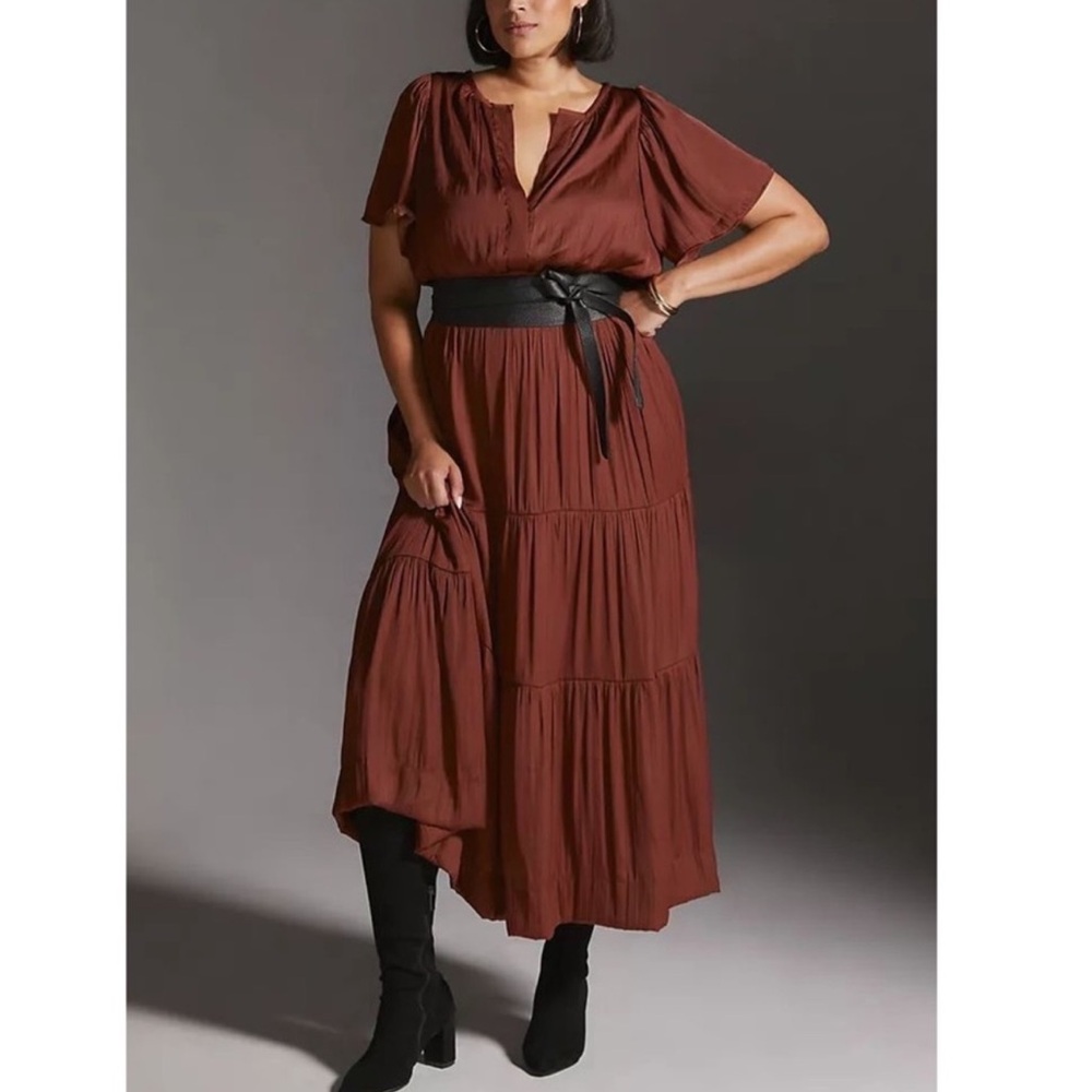 Anthropologie Somerset Satin Edition Maxi Dress